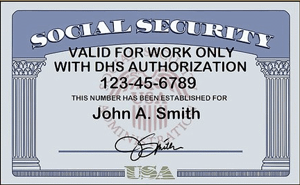 work ssn card security social authorization employment only valid dhs restricted types reads document form list